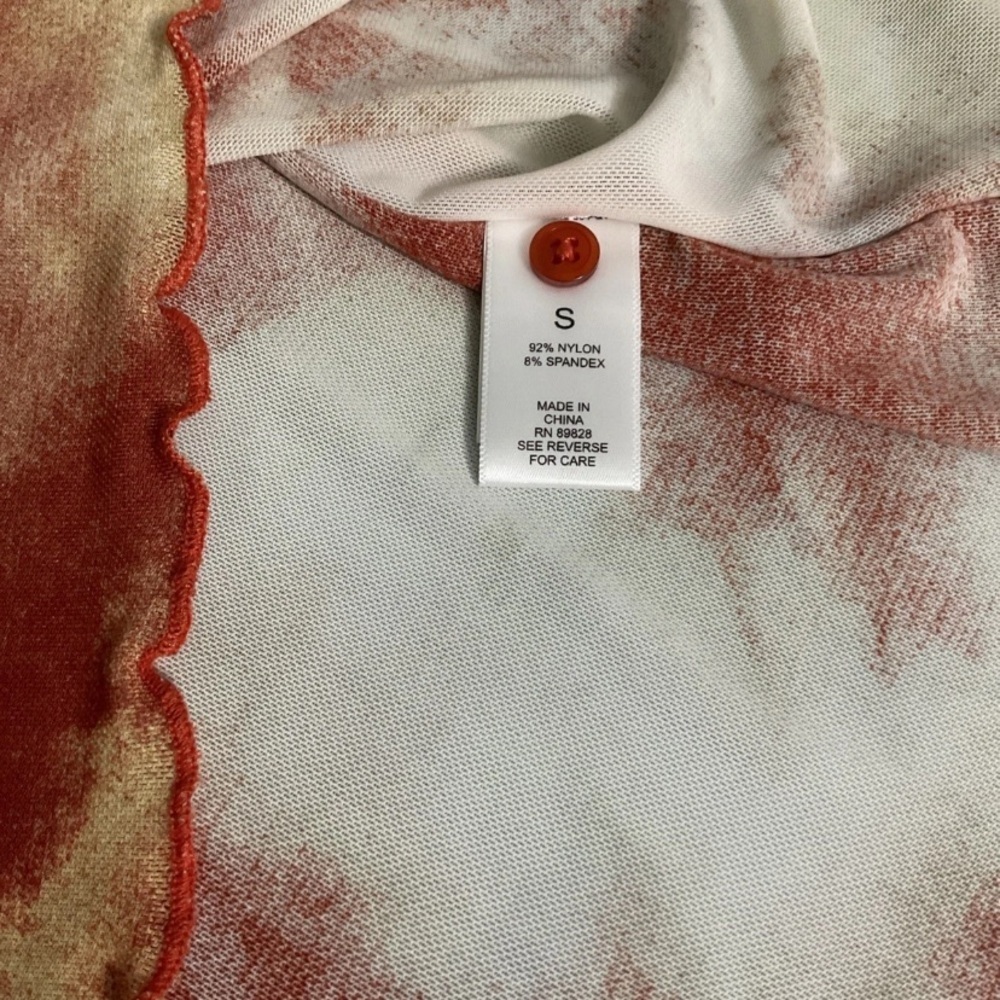 LOGO LAYERS By Lori GoldsteinTie-Dye Yellow Orange Mesh Long Sleeve Top Small - Picture 6 of 6